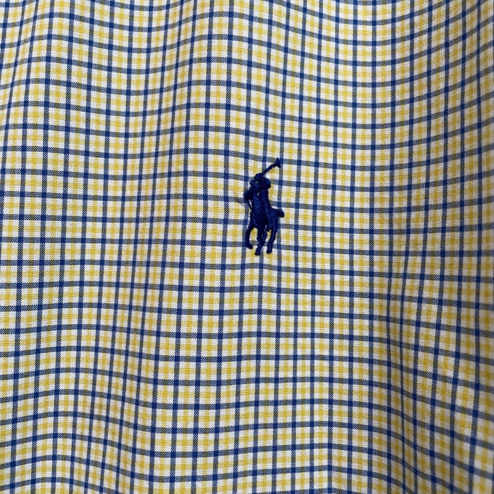 Polo Ralph Lauren Mens Button Down Yellow and Blue Custom Fit Medium